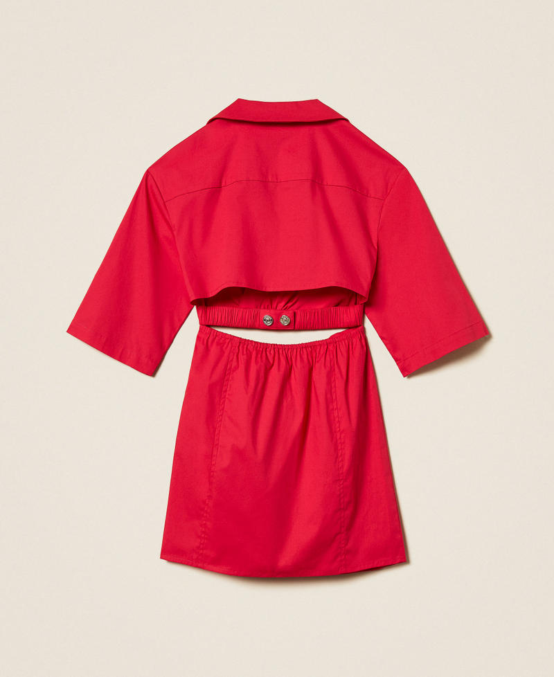 Short poplin dress with cut-out Magenta Red Girl 261GJ2011_13160_S1