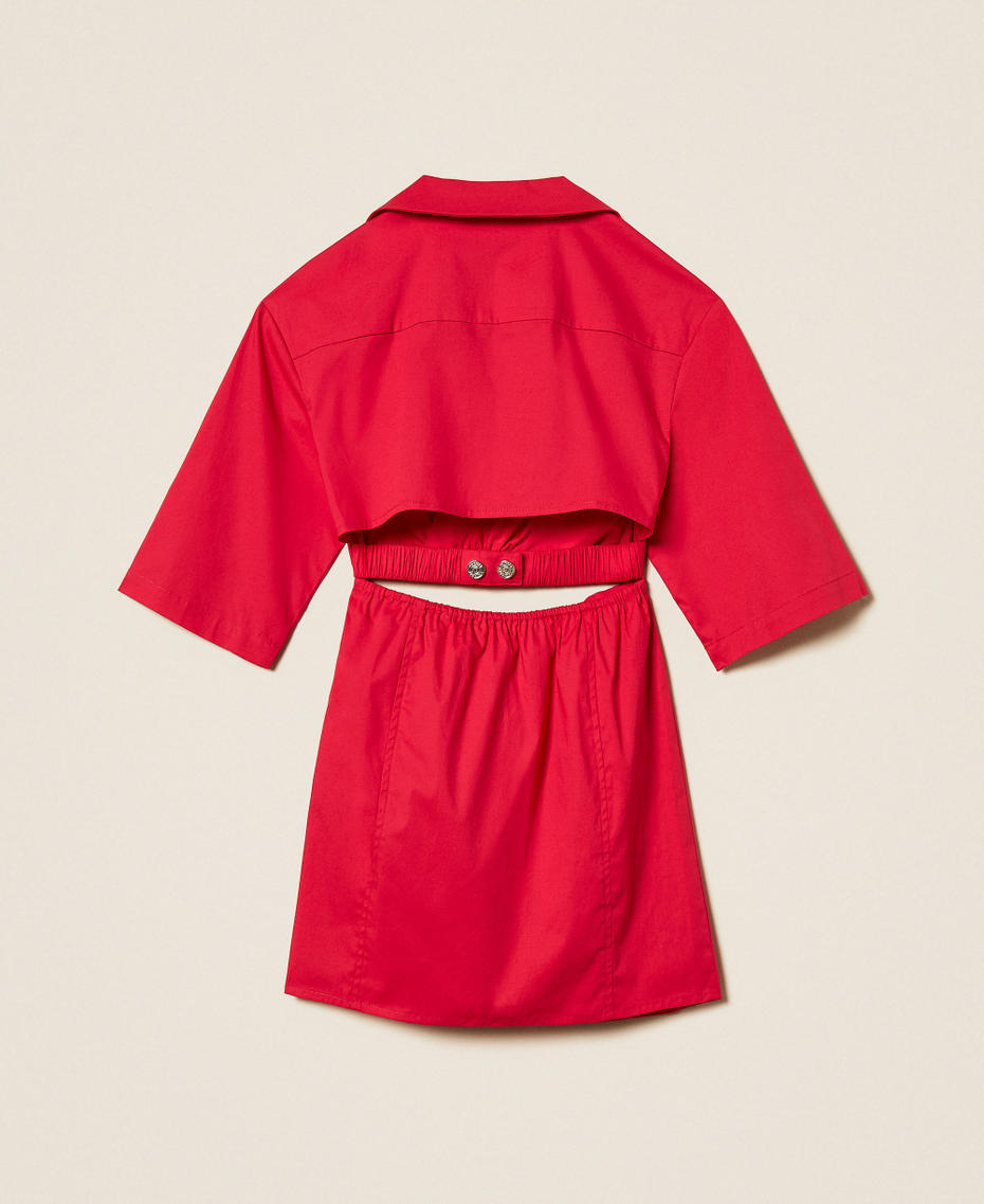 Short poplin dress with cut-out Magenta Red Girl 261GJ2011_13160_S1