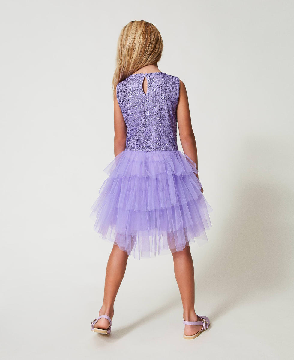 Robe courte en sequins et tulle Pastel Violet Fille 251GJ2533_11862_03