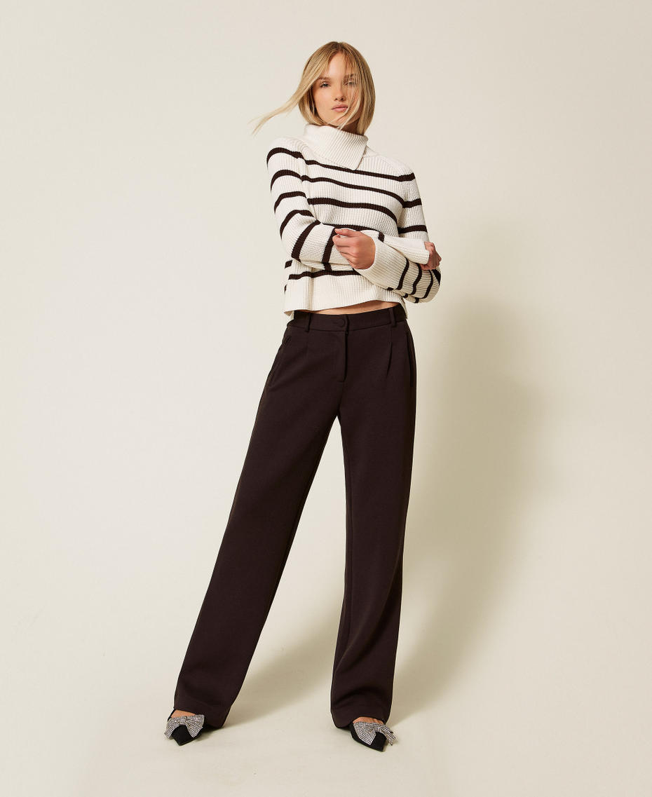 Wide scuba trousers Black Chocolate Woman 252LI2LCC_11054_01