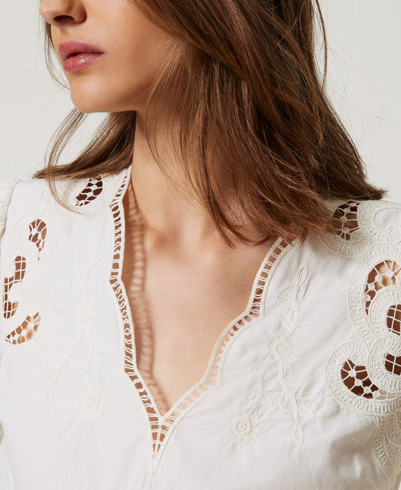 Blouse with openwork embroidery Ivory Woman 251TT2164_00018_04
