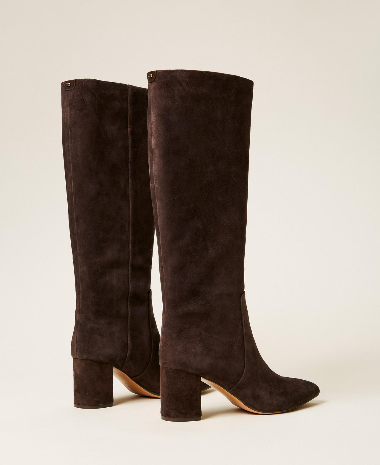 Suede leather boots Black Chocolate Woman 252TGT162_11054_03