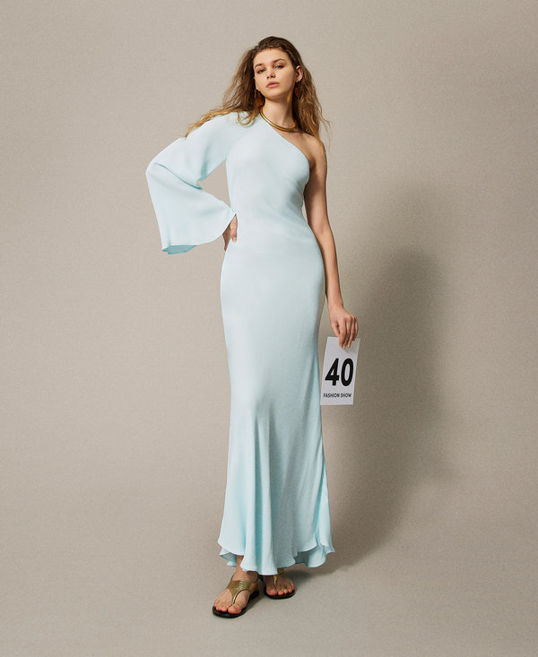 'Lido' long fitted dress in georgette