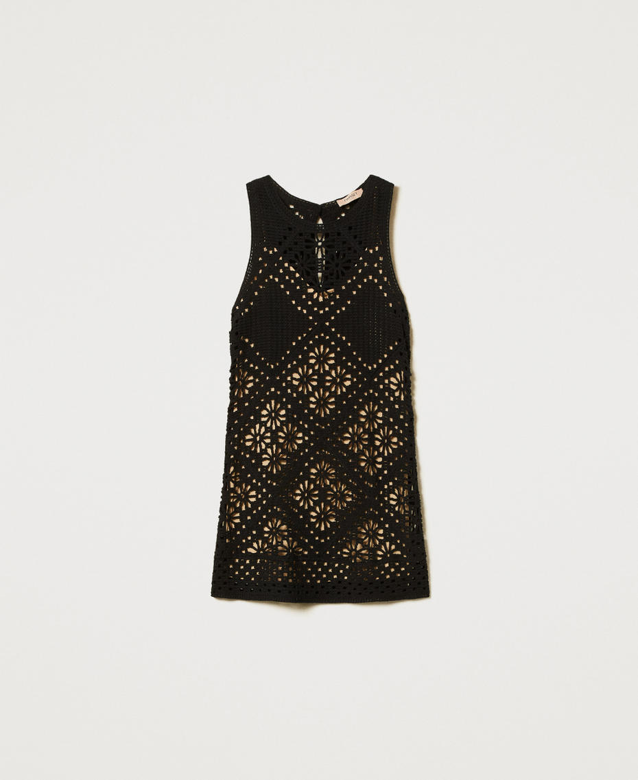 Short floral crochet dress Black Woman 251TT3205_00006_S0