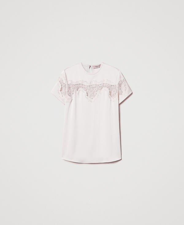 Satin T-shirt with lace
