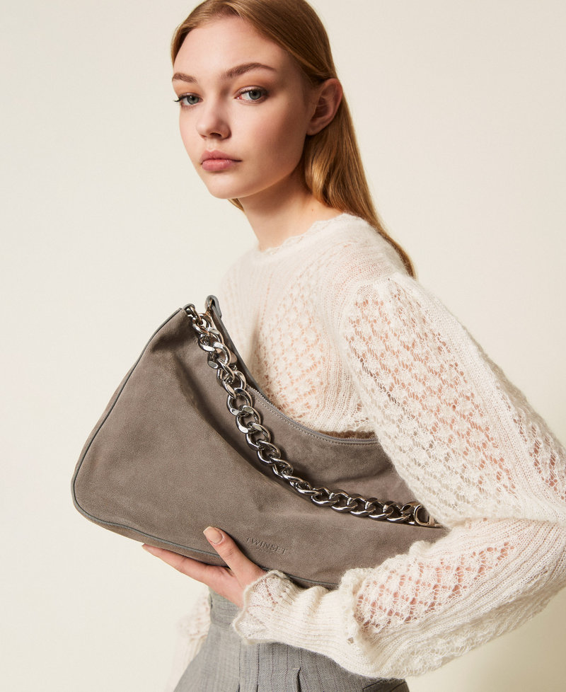Borsa 'Liliane' media in suede Medium Melange Grey / Nickel Donna 252TB7162_12830_T0