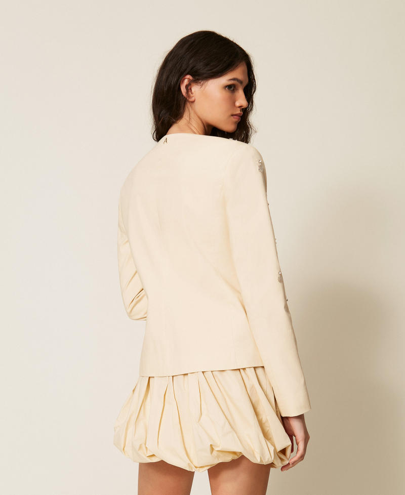 Poplin balloon miniskirt with embroidery Cashew Beige Woman 261AT2012_13362_02