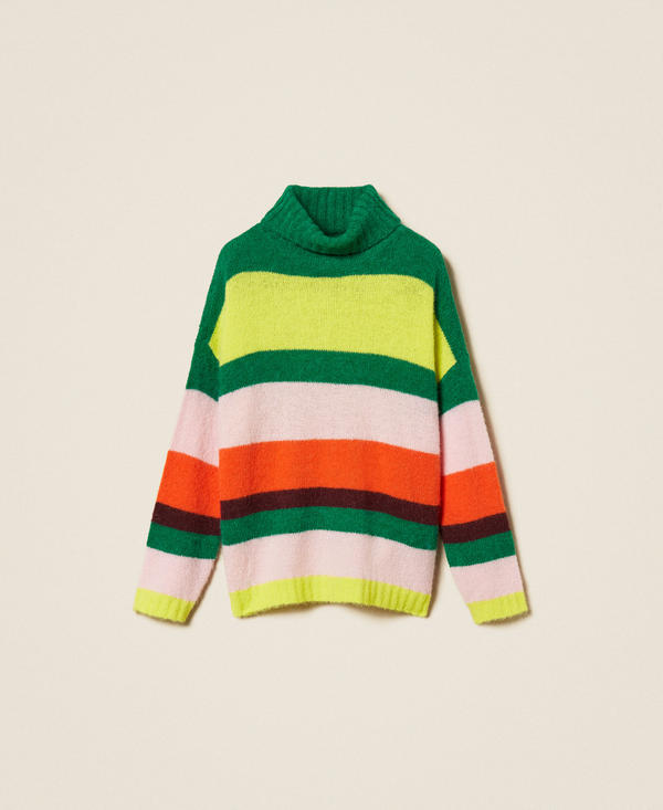 Pull col roulé à rayures