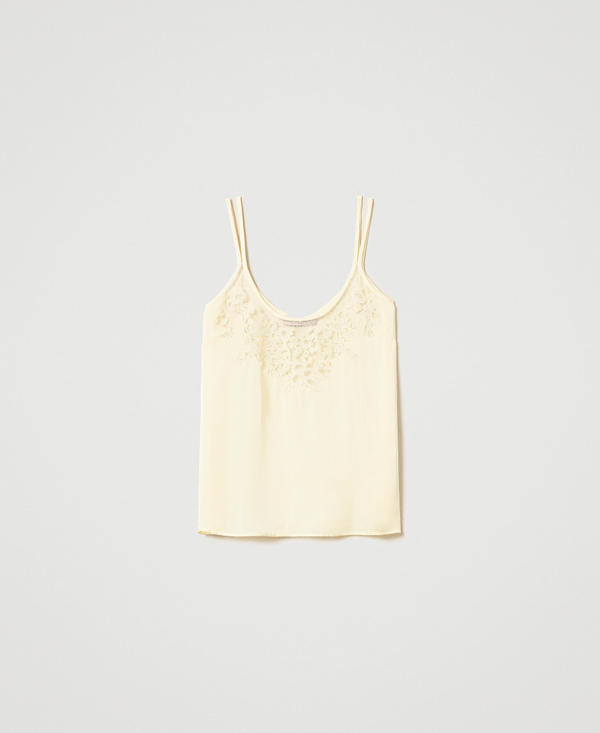 Satin top with embroidery