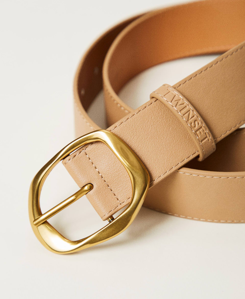 Cintur&oacute;n con hebilla delineada Beige &laquo;Rope&raquo; Mujer 251TA4120_12145_02