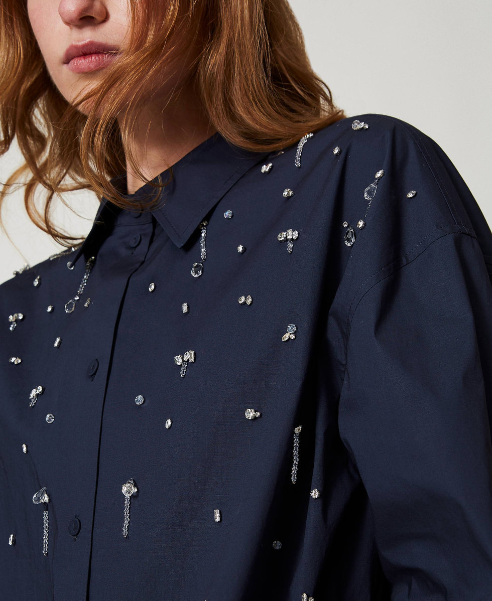 Camisa con bordados a mano Deep Blue Mujer 251AP2291_03585_04