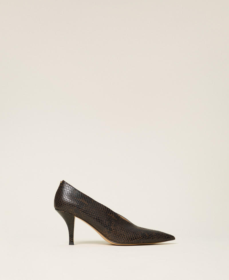 Python print leather court shoes Coffee Python Print Woman 262TGT070_14054_01