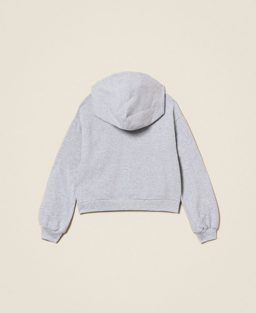 Hoodie with logo embroidery Light  Melange Grey Girl 252GJ2010_11834_S1