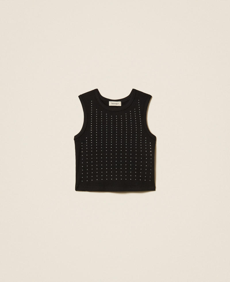 Ribbed top with studs Black Girl 261GJ2240_00006_S0