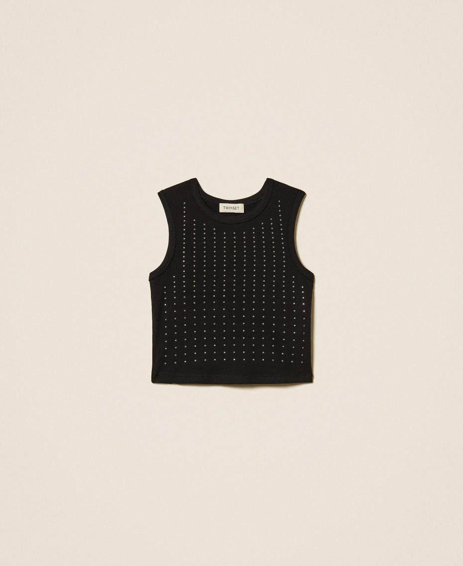 Ribbed top with studs Black Girl 261GJ2240_00006_S0