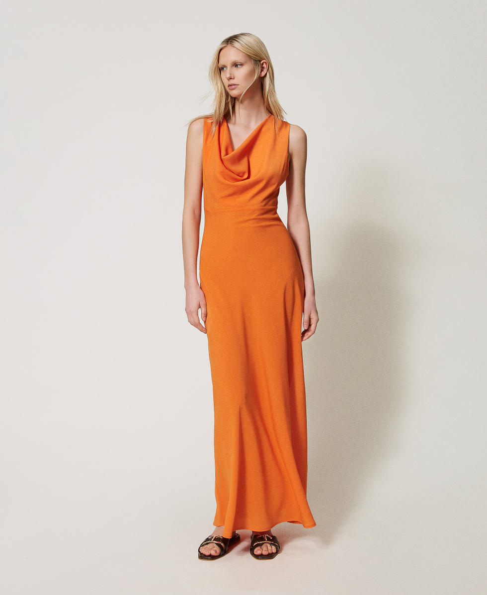 Robe longue ajust&eacute;e avec drap&eacute; Orangine Femme 251TF2062_01865_01
