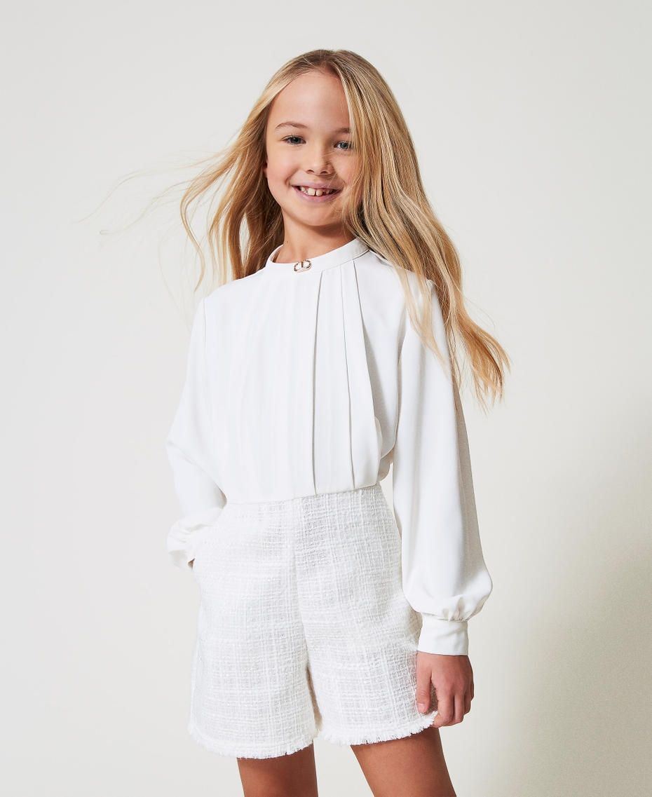 Crêpe de Chine and bouclé jumpsuit Two-tone Ice/Bouclè Girl 251GJ2QQ0_12139_01