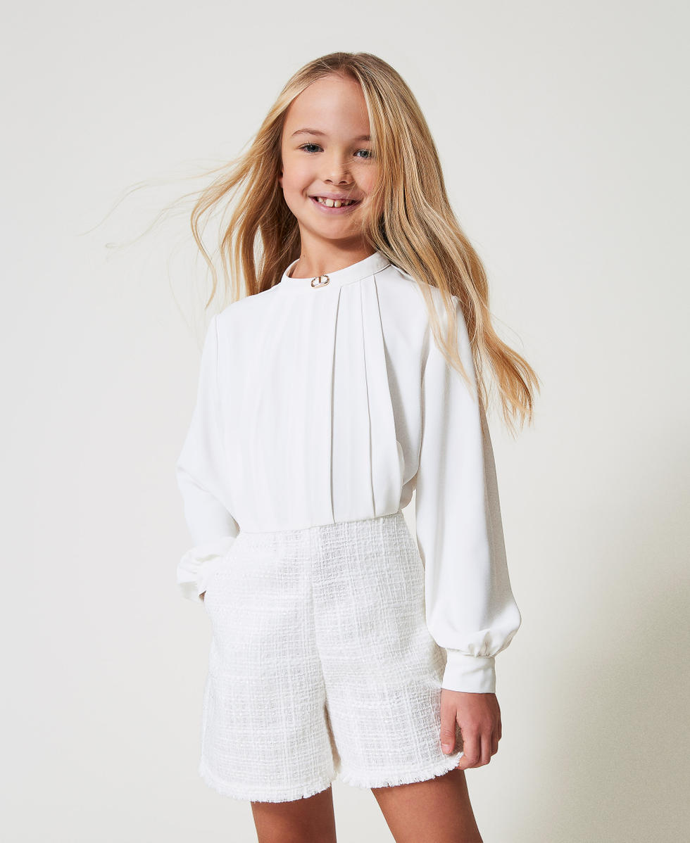 Cr&ecirc;pe de Chine and boucl&eacute; jumpsuit