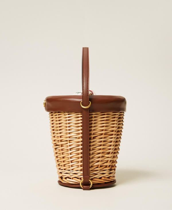 Borsa secchiello in vimini con pochette
