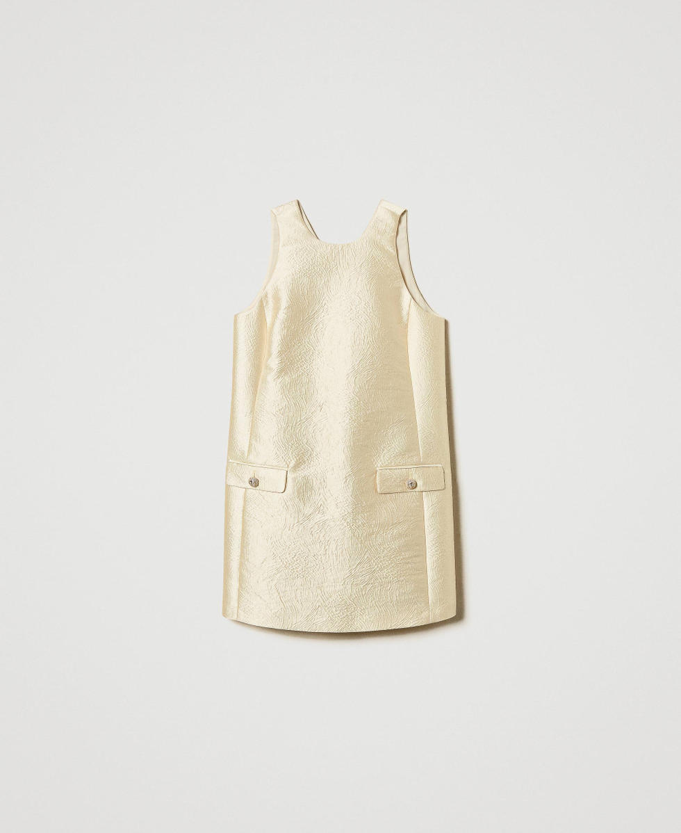 Short brocade jacquard halter dress