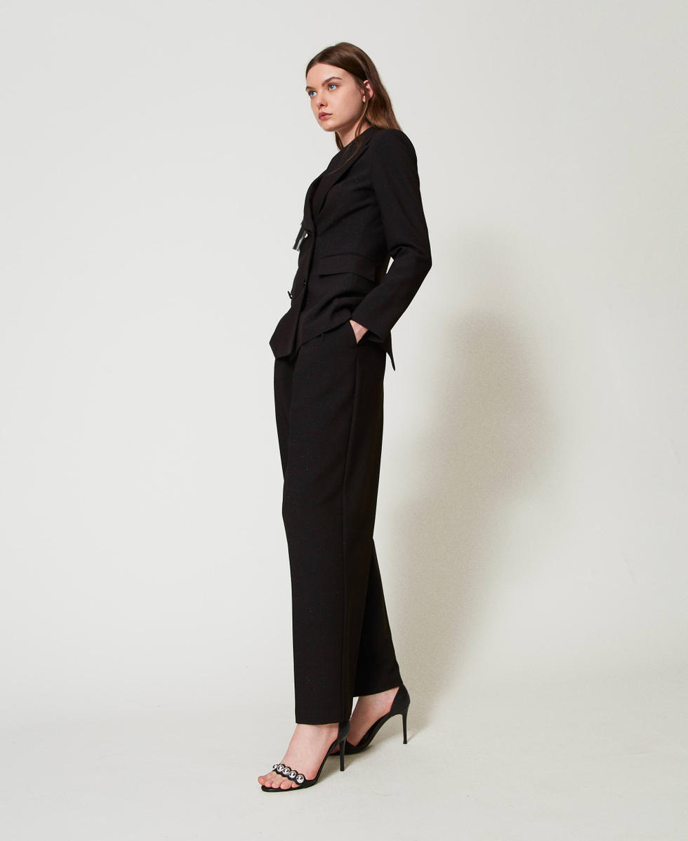 Pantalon palazzo avec plis Noir Femme 242AT2132_00006_02