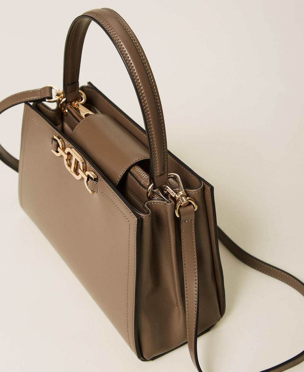 First Class' bag with Oval T clasp Woman, Brown | TWINSET Milano