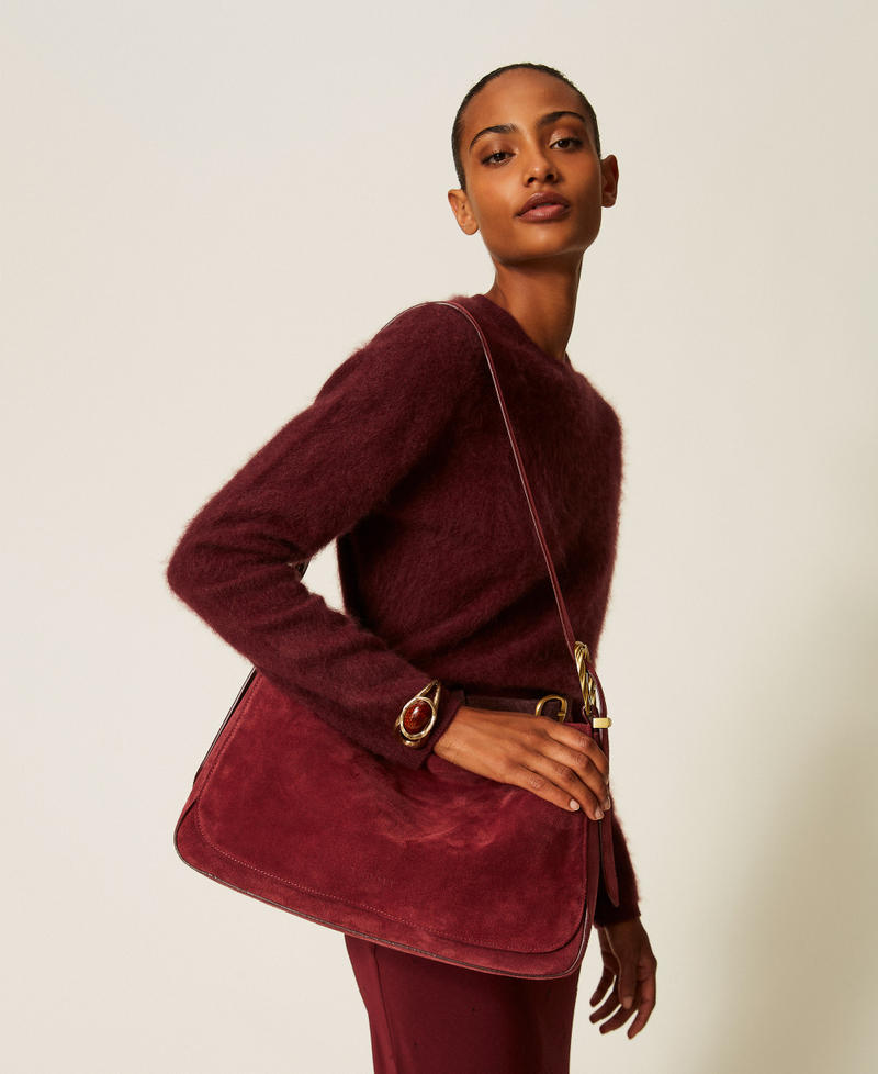 Liliane Tasche aus Veloursleder mit Schnallen Bordeaux Frau 262TD8240_00020_A0