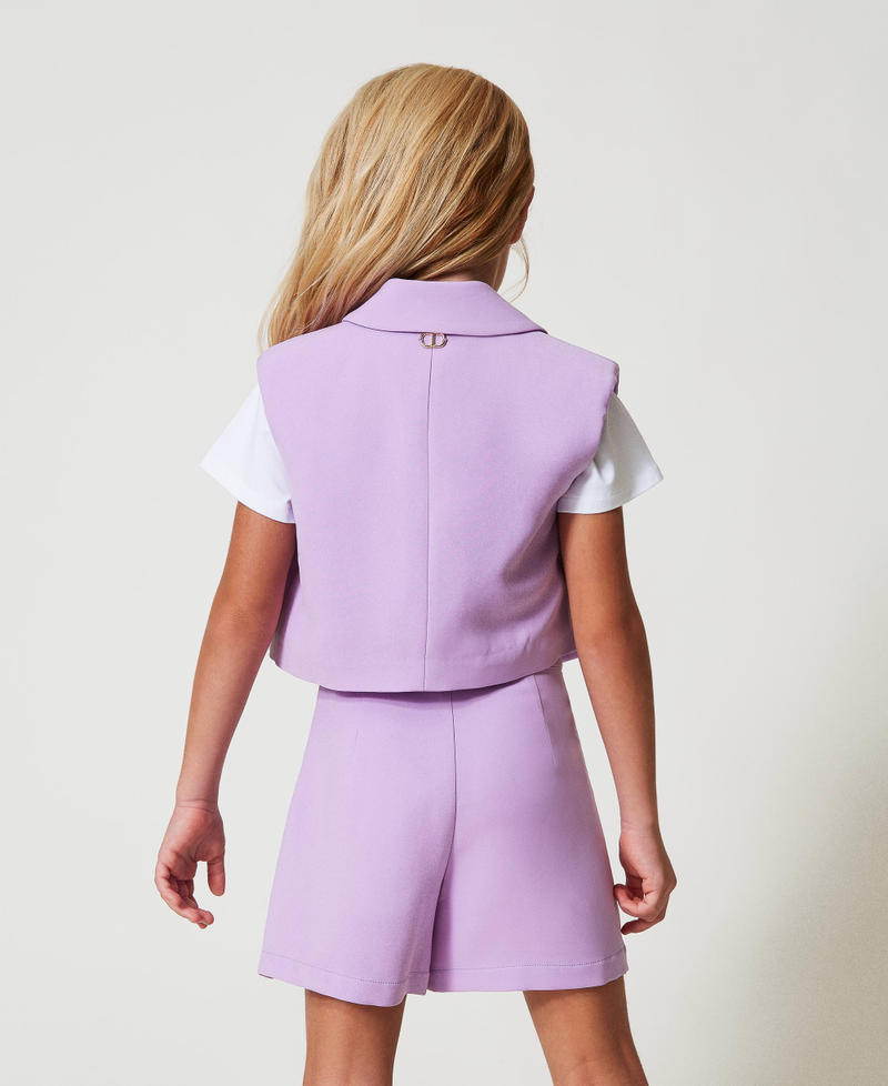 Crêpe cropped waistcoat Pastel Violet Girl 251GJ2QN6_11862_03
