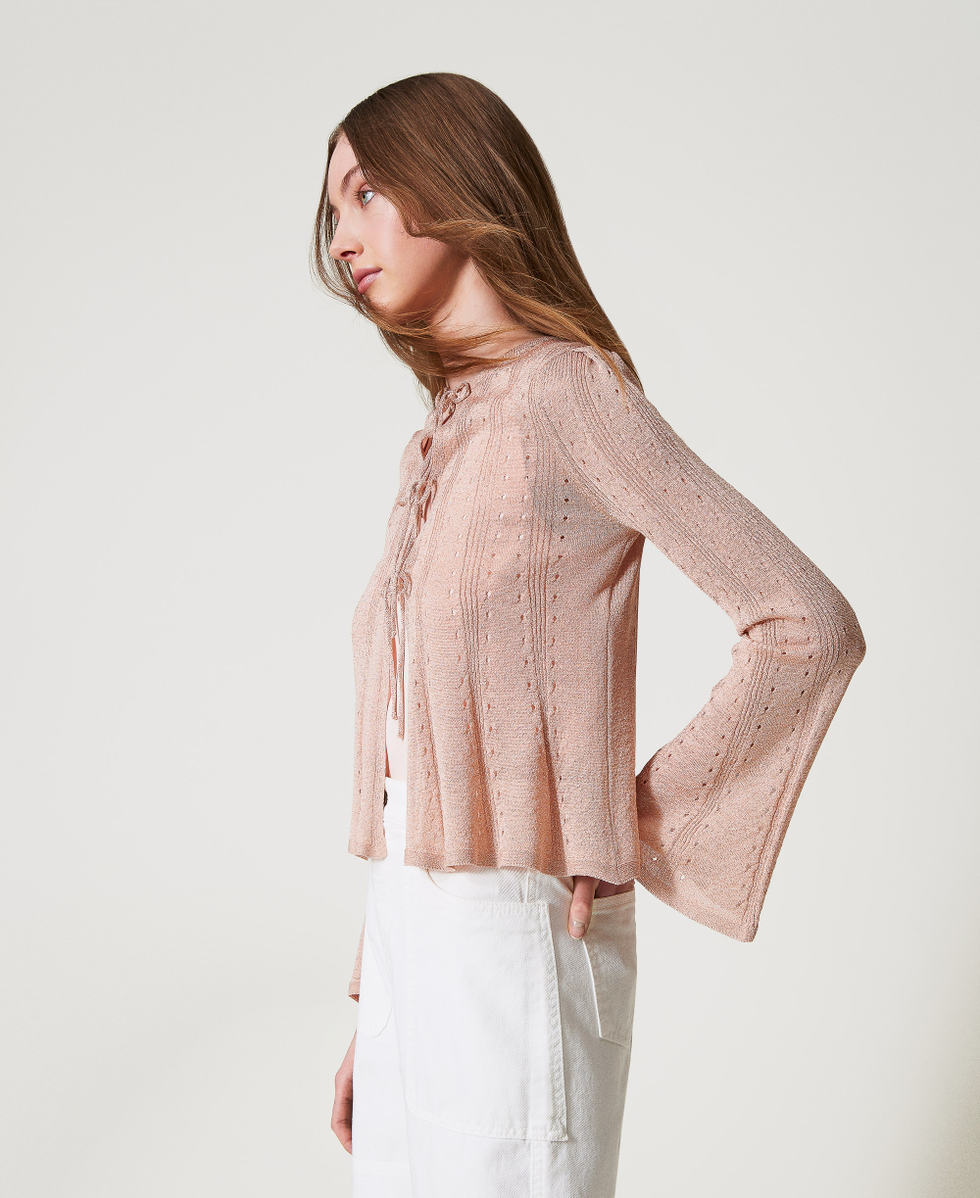 Cardigan doppio uso con laccetti Sahara Rose Lurex Donna 251TT3181_12473_02