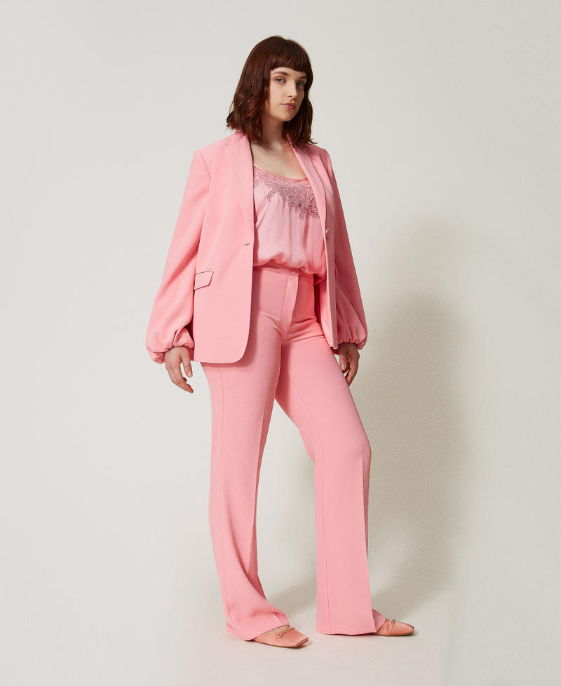 Crêpe flared trousers Peach Woman 251TP2324_12142_02