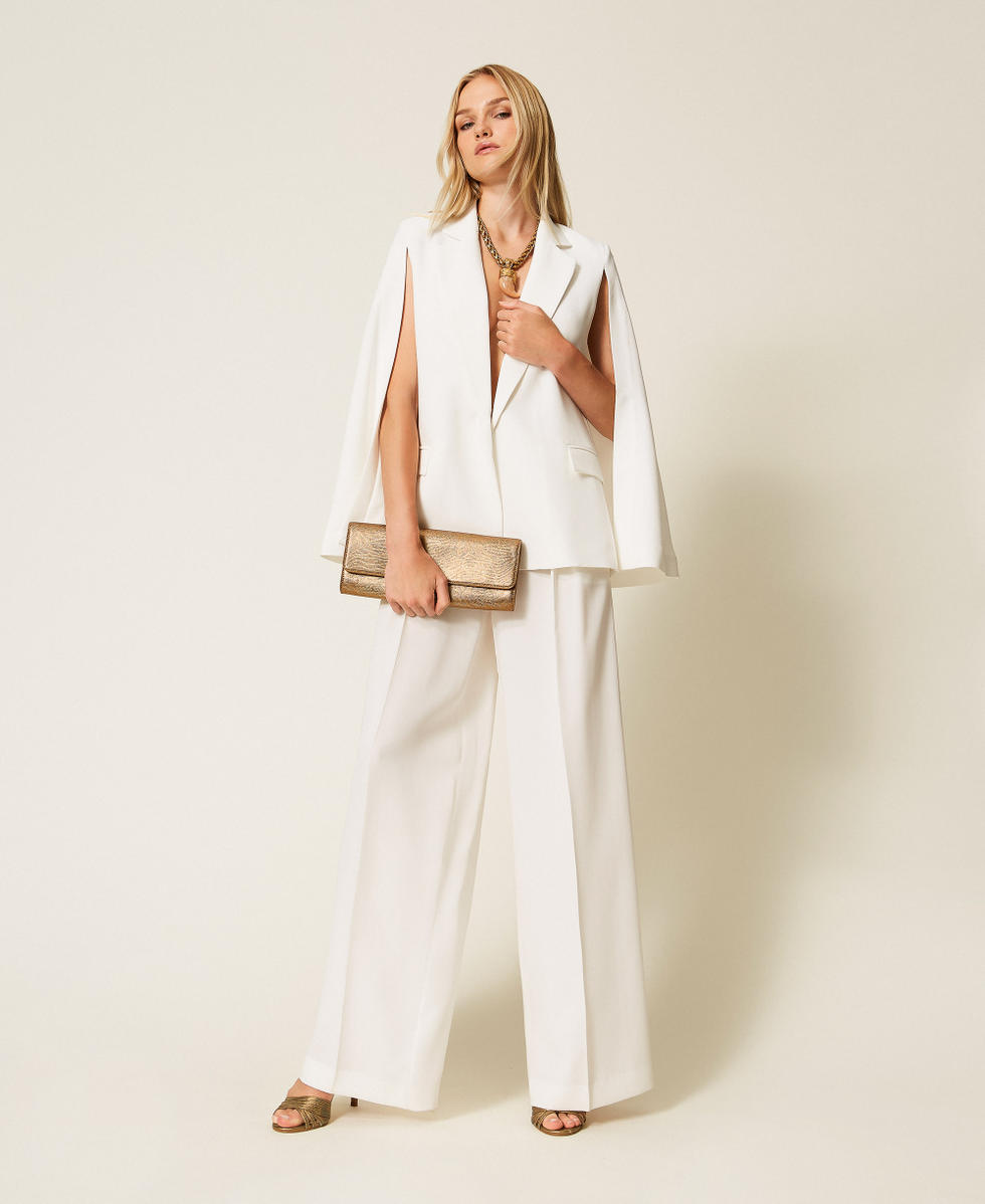 Pantaloni wide leg in cr&ecirc;pe Bianco Neve Donna 252TT2401_00282_T0