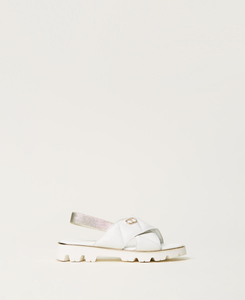 Leather baby sandals Girl, White | TWINSET Milano