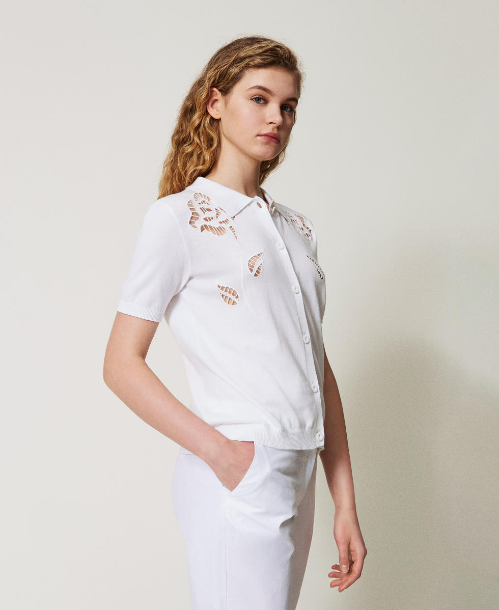 Camicia in maglia con ricami Bianco "Papers" Donna 251AX3011_00840_01