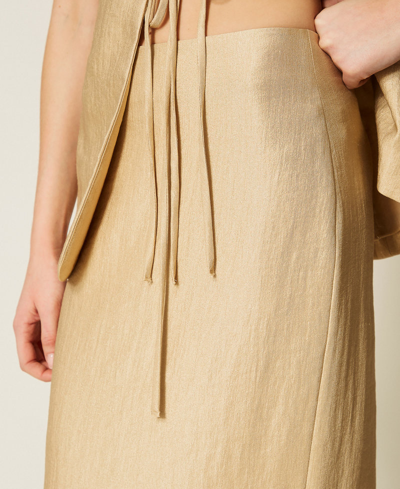 Laminated midi skirt Golden Beige Woman 261TT2534_13506_04