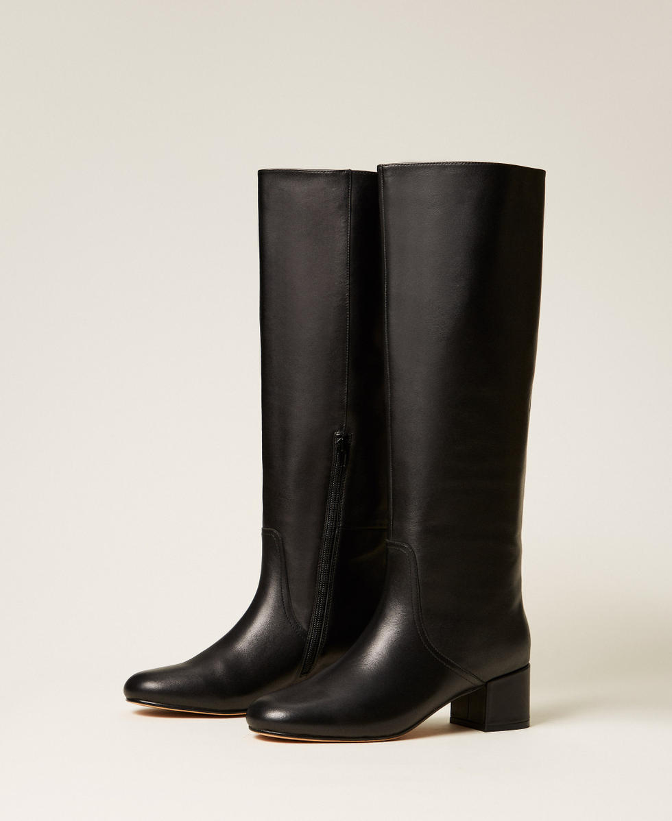 Leather high boots Black Woman 252TCP240_00006_02