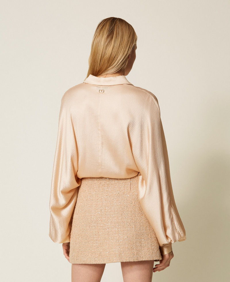 Minirock aus Bouclé-Stoff mit Pailletten Bouclé Beige / Gold Frau 252TP2144_12778_03