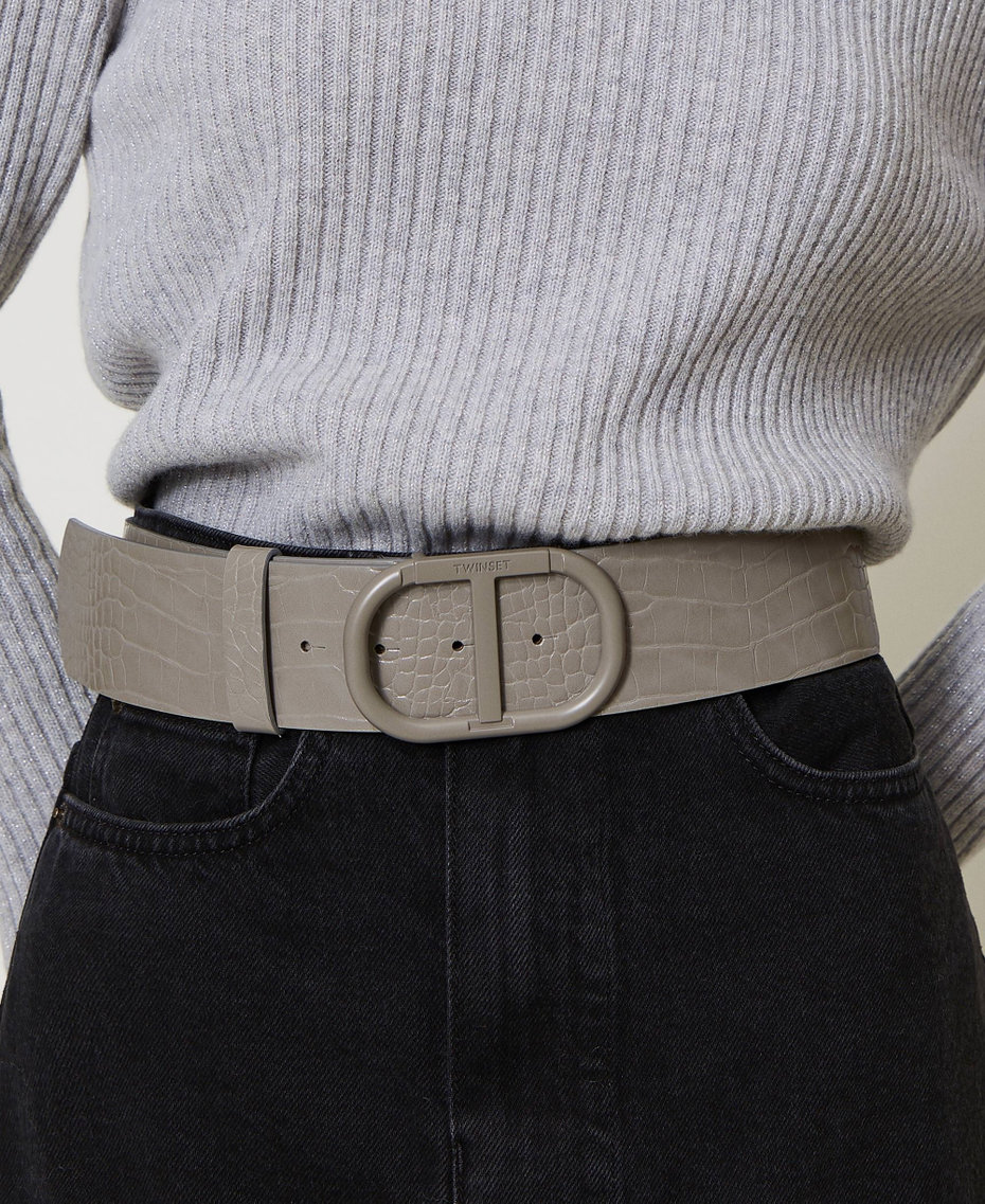 Croc print belt Grey Stone Woman 242TA4400_00158_S0