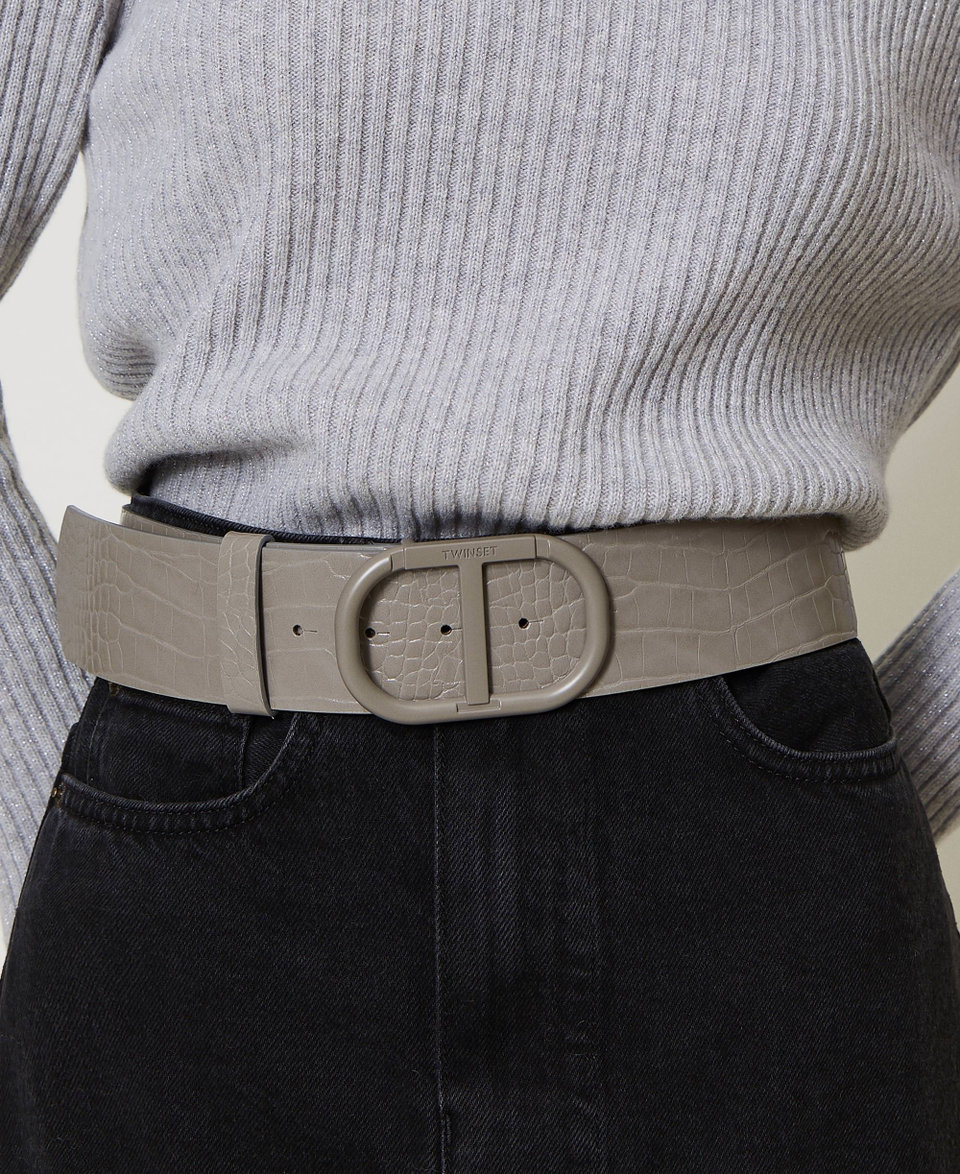 Croc print belt Grey Stone Woman 242TA4400_00158_S0