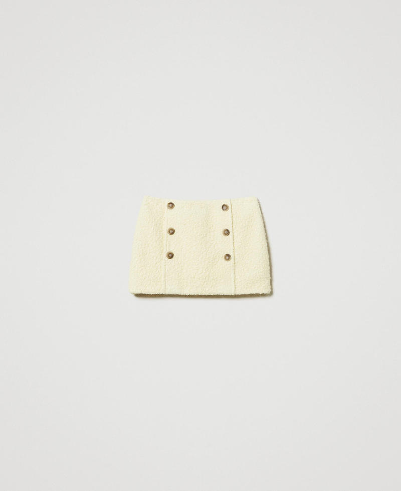 Curly wool cloth miniskirt French Vanilla Woman 242AT2072_11959_S0