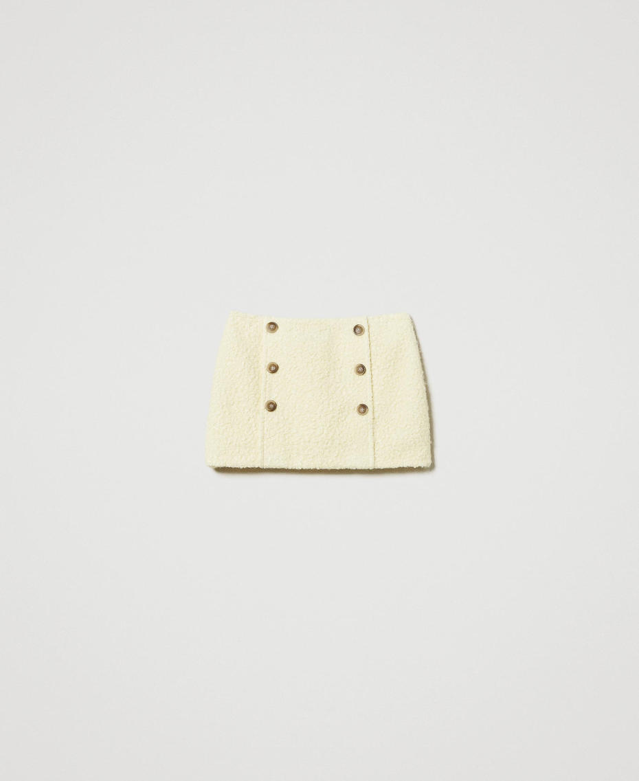 Curly wool cloth miniskirt French Vanilla Woman 242AT2072_11959_S0