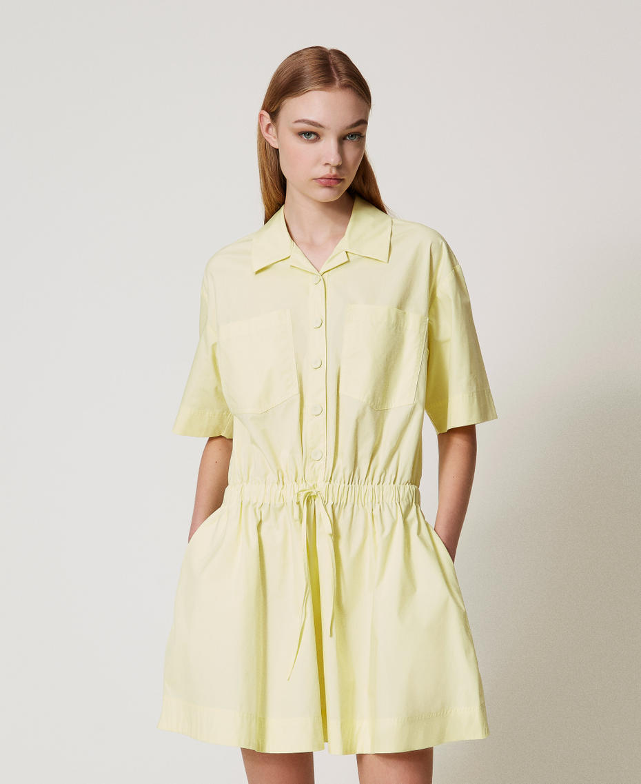 Short poplin dress with drawstring Yellow Pear Woman 251AX2111_12348_01