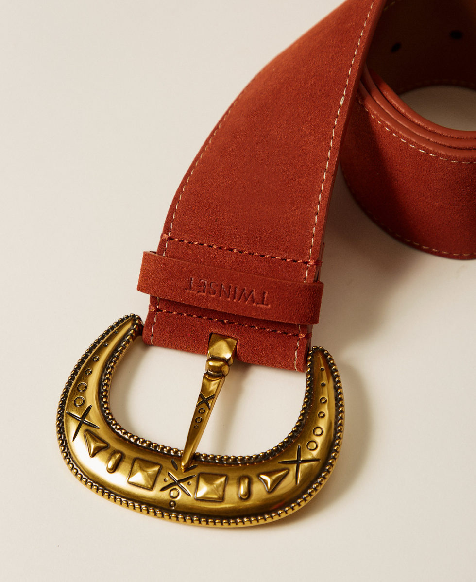 Ceinture en cuir velours Marron &laquo;&nbsp;Henn&eacute;&nbsp;&raquo; Femme 261TO5400_13332_02