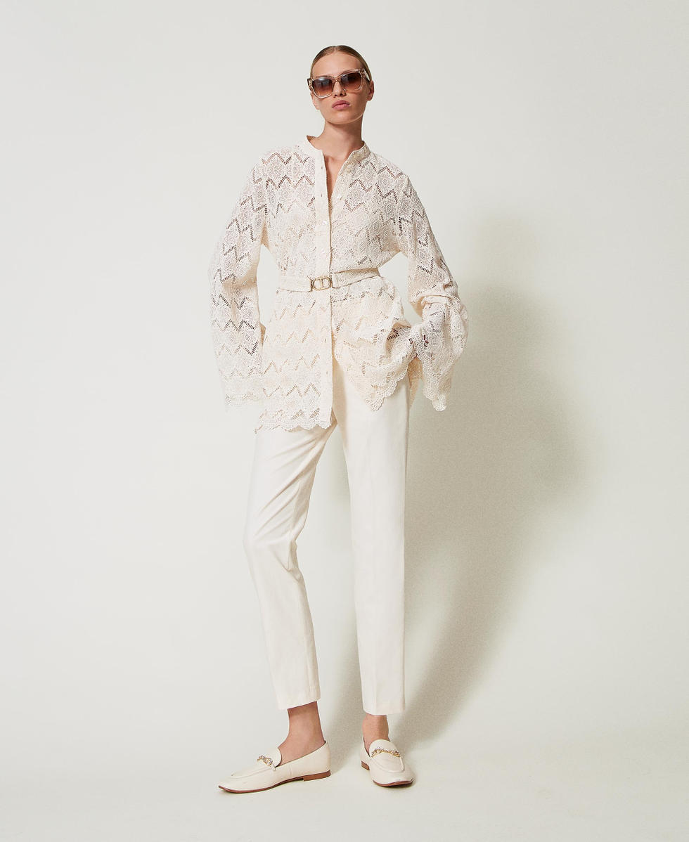 Straight cotton-blend gabardine trousers