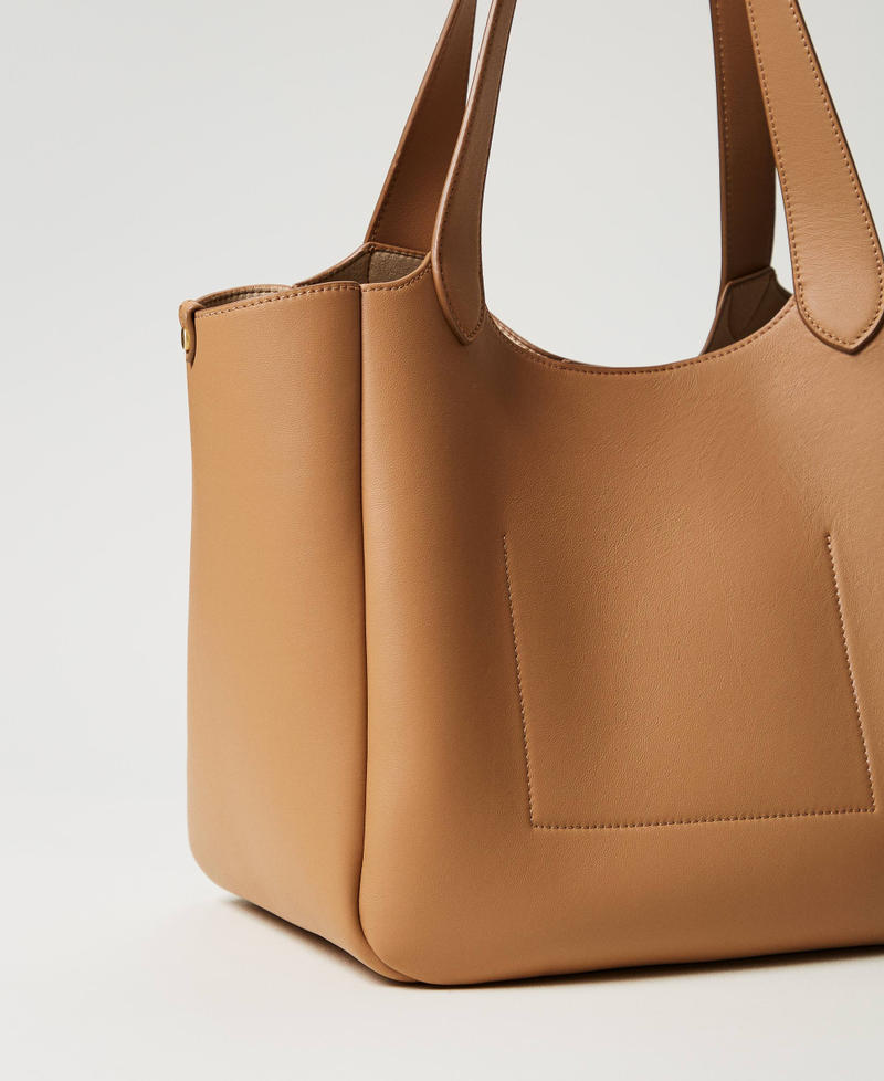 Borsa shopper ‘Forever’ in pelle Camel Donna 251TB7470_00044_03