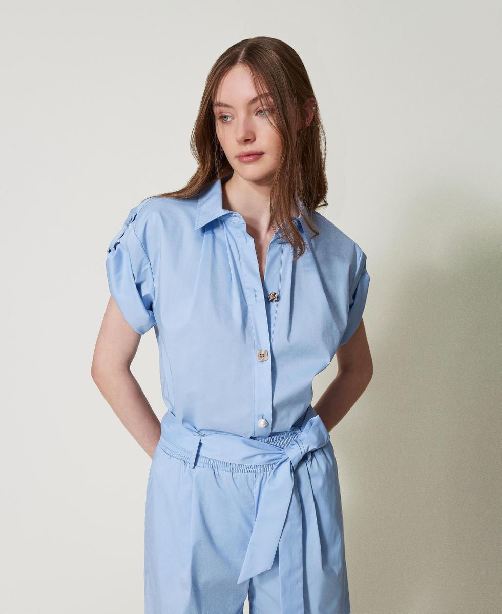Camisa de popelina con botones Azul &laquo;Blue Topaz&raquo; Mujer 251LM2KFF_12106_01