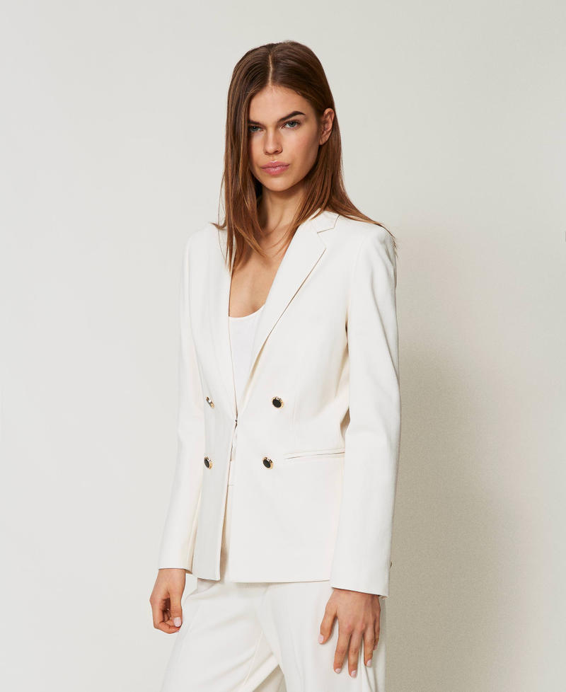 Double-breasted jacket with jewel buttons Mother Of Pearl Woman 251TP2139_00059_03