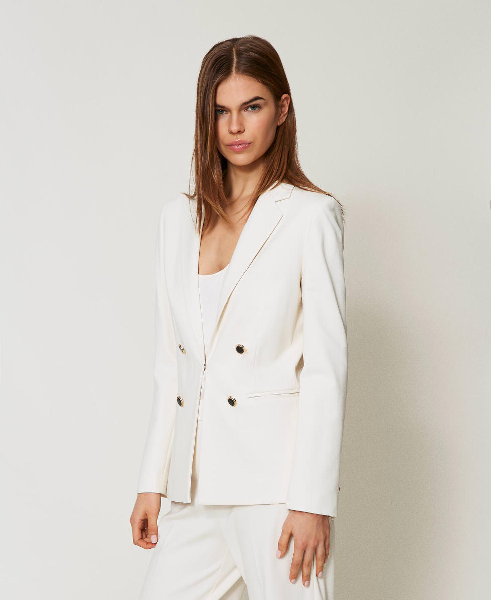 Double-breasted jacket with jewel buttons Mother Of Pearl Woman 251TP2139_00059_03