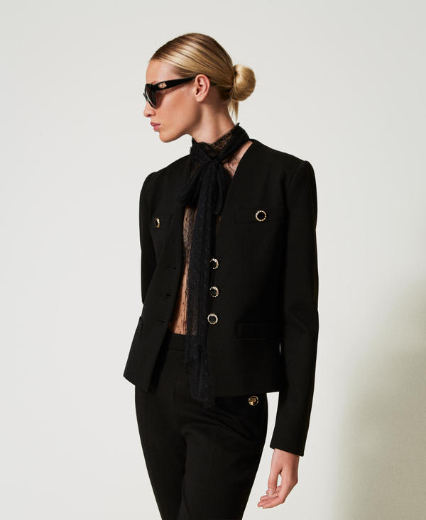 Blazer with jewel buttons