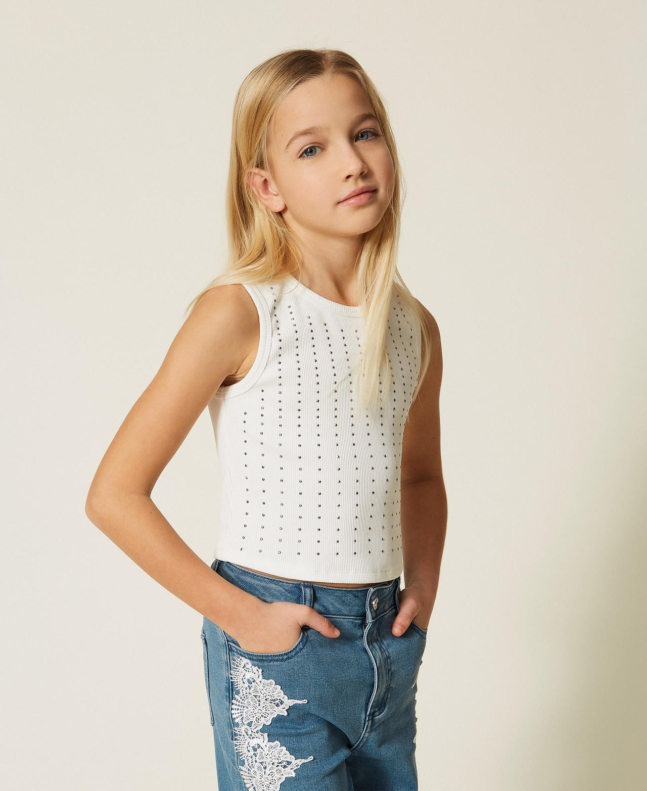 Ribbed top with studs Off White Girl 261GJ2240_00526_02