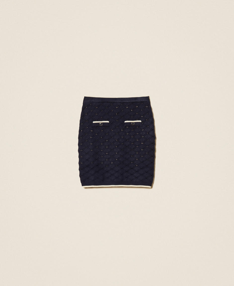 Kurzer Strickrock aus Jacquard Blue Light Frau 261TP3030_13172_S0